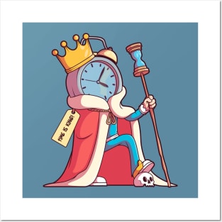 Time Is King // Funny Clock Cartoon Posters and Art